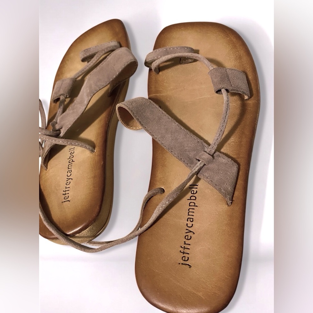 Jeffrey Campbell Vista Gladiator Suede Wrap Sandal Tan - Picture 4 of 9